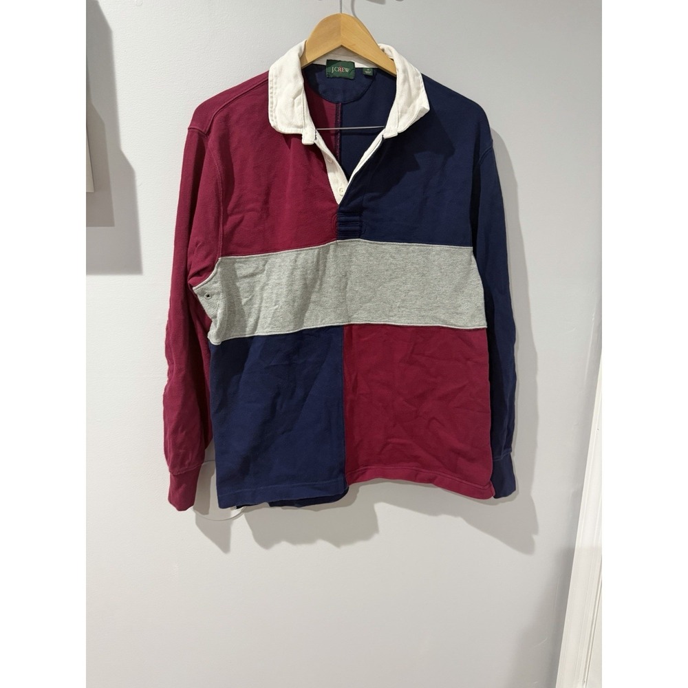 Vtg  90s J Crew Mens M‎ Rugby Shirt Colorblock Long Sleeve Polo Oarsman Preppy